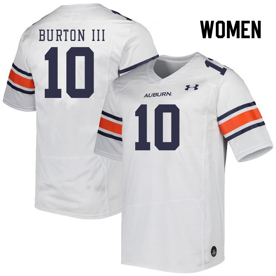 Women #10 Caleb Burton III Auburn Tigers College Football Jerseys Stitched Sale-White